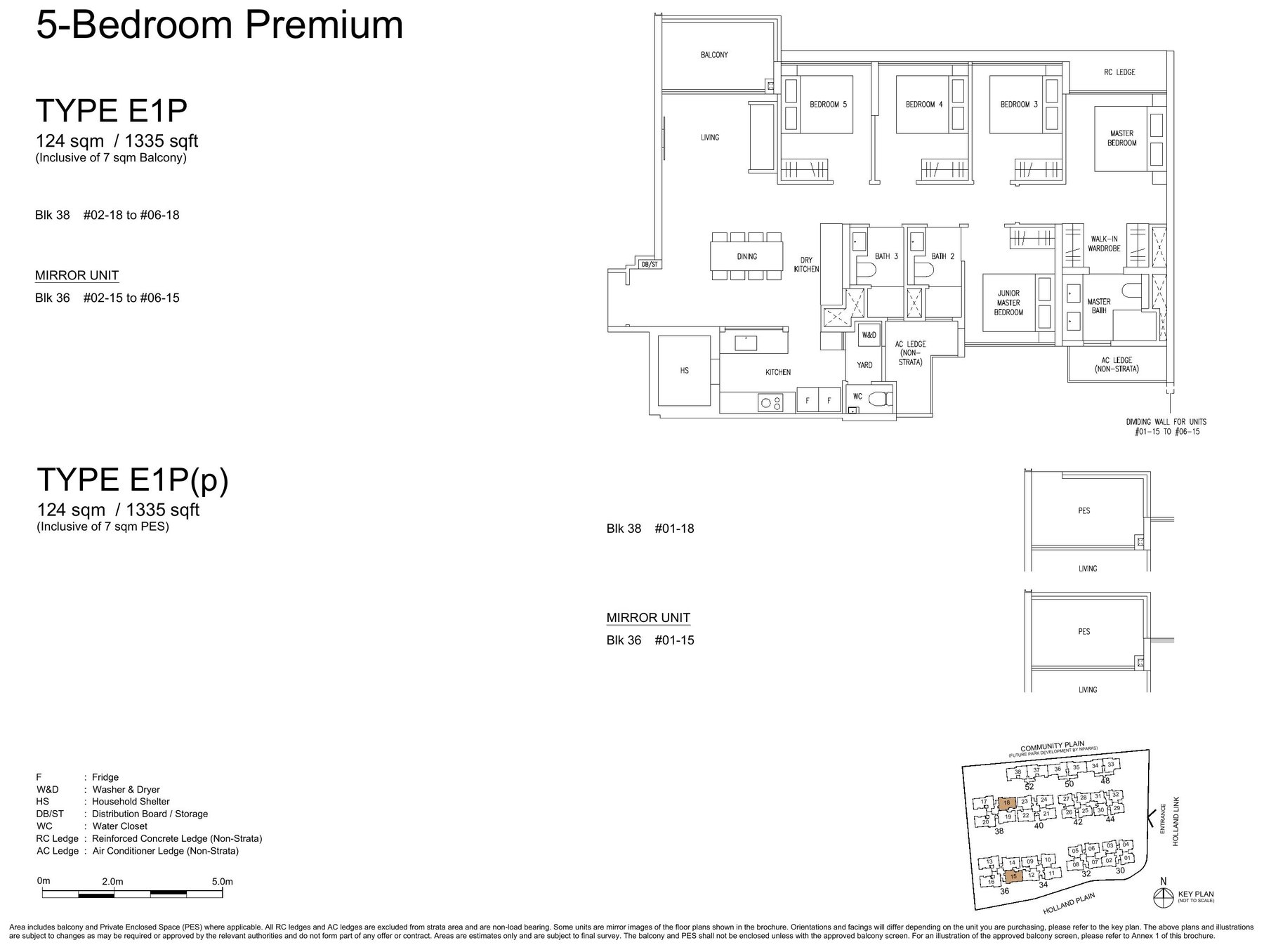 5 Bedroom Premium (E1P) — 1,335 sqft floor plan